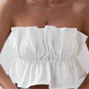 Elegant White Strapless Top